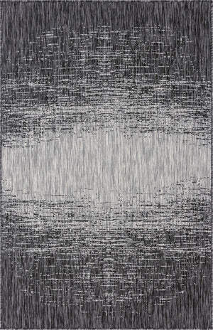 Unique Loom Outdoor Modern Ombre Machine Made Abstract Rug Charcoal Gray, Ivory/Gray 5' 1" x 8' 0"