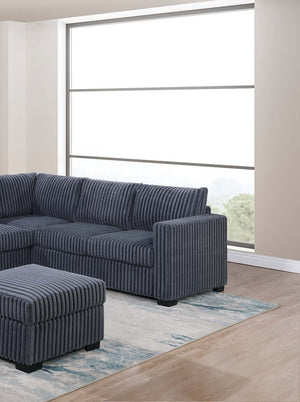 English Elm Beautiful 4-Piece Sectional Set with Ottoman — Plush Corduroy L-Shaped Sofa, Modern Low-Profile Design Dark Gray 39 L x 26 W x 39 H B011S01746
