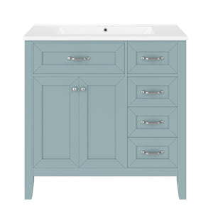 English Elm 36" Bathroom Vanity With Sink Combo - Stylish Green Cabinet, Solid Frame & Modern Design For Elegance N725P246491G