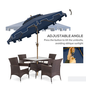 English Elm Outsunny 9' Double-Top Patio Umbrella With Crank & Tilt - Stylish Outdoor Market Shade For Summer Fun W2225P217594-GIGA