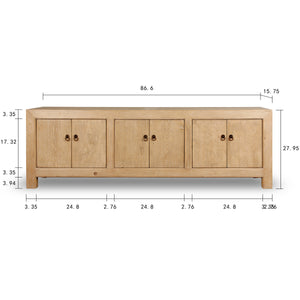 Lilys Capri Media Cabinet 6 Doors Weathered Nature Pinewood 87X16X28H 9052-1