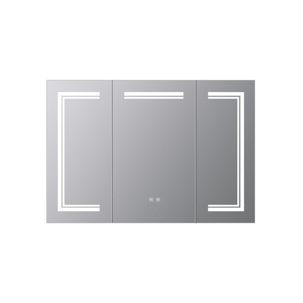 English Elm Mesa Triple Door Led Medicine Cabinet with Defogger Aluminum Frame Bathroom Storage B2731P478365