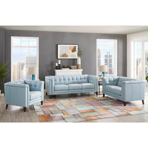 English Elm Arvo Leather Loveseat with Top-Grain Seating, Pocket Coil Cushions, Feather-Memory Comfort, Durable Frame Blue B2705P324381