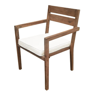 English Elm U_style Solid Acacia Wood Patio Dining Set Six Stackable Chairs Cushions Modern Outdoor Burly Wood WY000459AAD