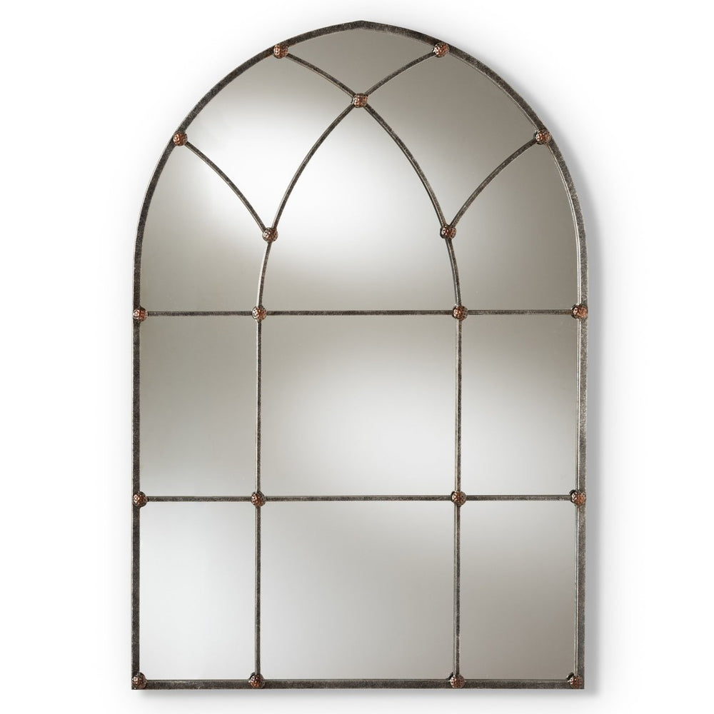 Baxton Studio Baxton Studio Arched Window Accent Mirror - Antique Silver, Vintage Farmhouse Charm for Any Space RTB1358