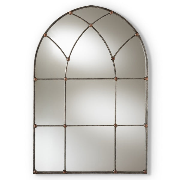 Baxton Studio Baxton Studio Arched Window Accent Mirror - Antique Silver, Vintage Farmhouse Charm for Any Space RTB1358