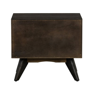 English Elm Baly Solid Acacia Wood Two Drawer Nightstand Mid-century Tapered Legs Bedroom B2736P464875