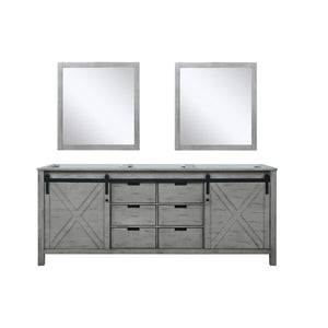 English Elm Ash Grey Double Bath Vanity 80" W x 22" D with Two Sinks, Mirrors & Ample Storage, Fully Assembled B2731S00928