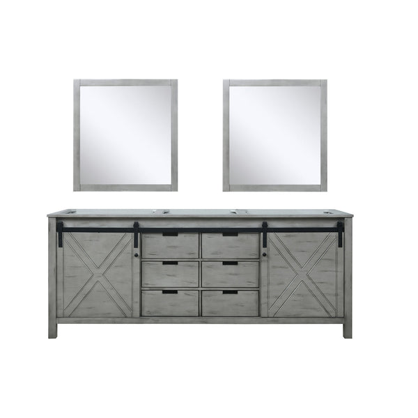 English Elm Ash Grey Double Bath Vanity 80" W x 22" D with Two Sinks, Mirrors & Ample Storage, Fully Assembled B2731S00928