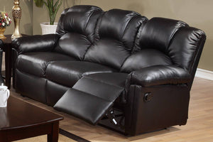 English Elm New Contemporary Motion Sofa Black Bonded Leather 80"L Plush Cushion Recliner Modern Solid Wood Frame B011P205231