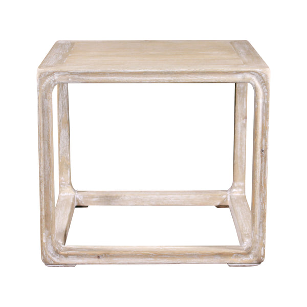 Lilys Peking Ming Square Side Table Weathered White Wash 9055-W