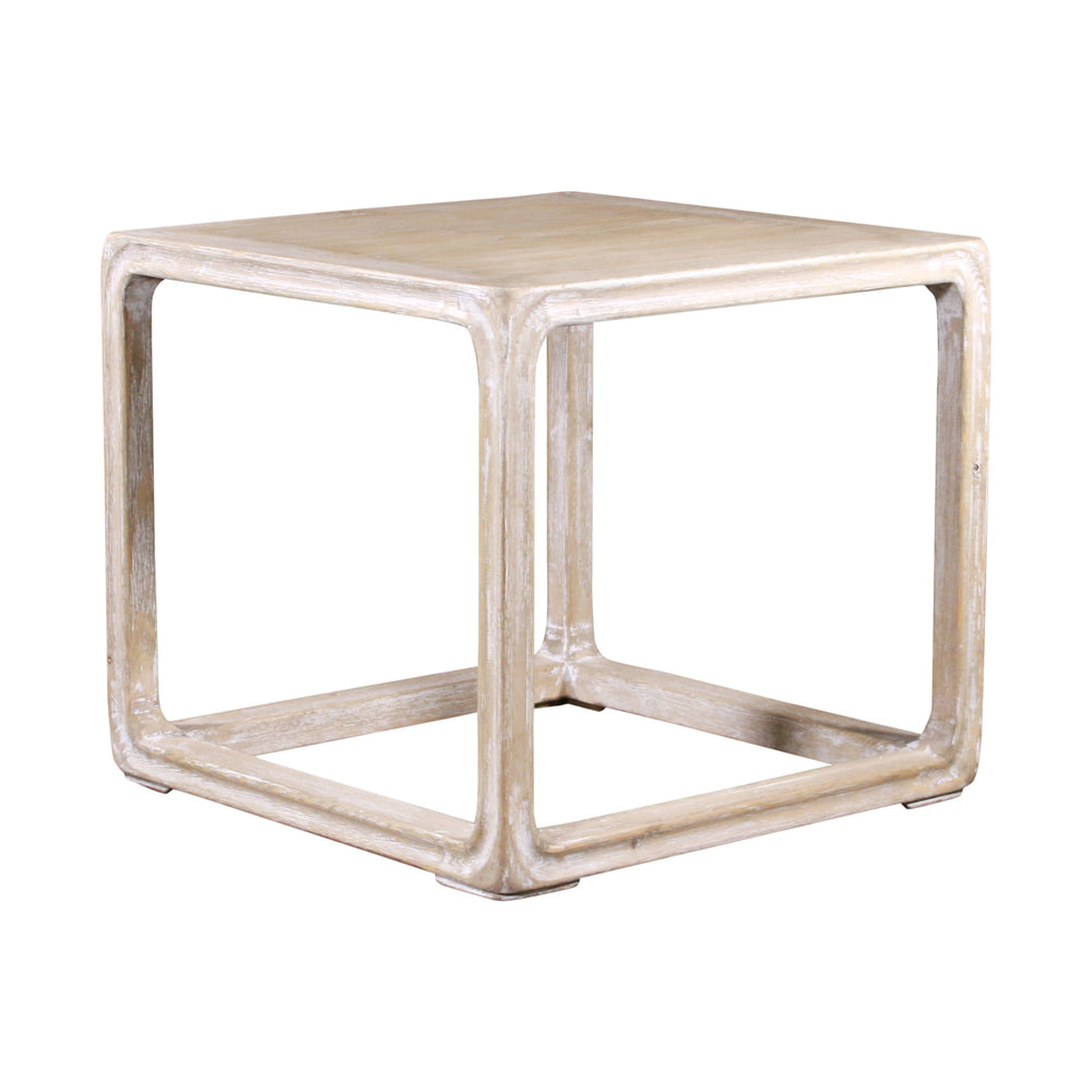 Lilys Peking Ming Square Side Table Weathered White Wash 9055-W