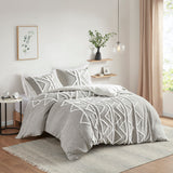 INK+IVY Hayes Global Inspired Chenille 3 Piece Cotton Duvet Cover Set II12-1164 Gray