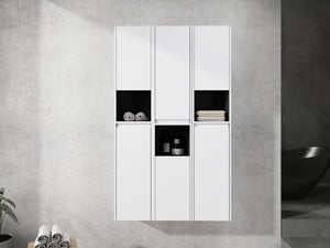 English Elm 12" Bathroom Side Cabinet - Sleek Wall-Mounted Storage With Soft-Close Doors & Modern Design W999S00283