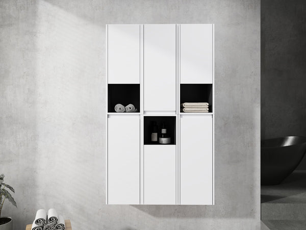 English Elm 12" Bathroom Side Cabinet - Sleek Wall-Mounted Storage With Soft-Close Doors & Modern Design W999S00283