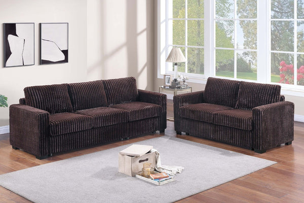 English Elm Modern Corduroy Sofa and Loveseat Set Plush Jumbo Fabric Living Room Seating B011S02203