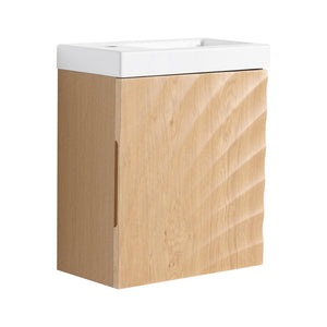 English Elm 18.5" Wall-Mounted Bathroom Vanity With Soft-Close Door & Resin Sink For Coastal Charm & Storage W1972P362136