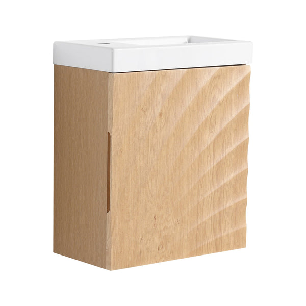 English Elm 18.5" Wall-Mounted Bathroom Vanity With Soft-Close Door & Resin Sink For Coastal Charm & Storage W1972P362136