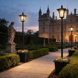 English Elm Solar Lamp Post Lights Vintage Lantern Style Dusk to Dawn Driveway Garden 2 Pack T3971P481652