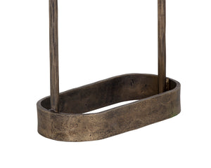 Sunpan Eden End Table - Artisan Crafted White Marble & Hammered Iron Side Table with Antique Brass Base