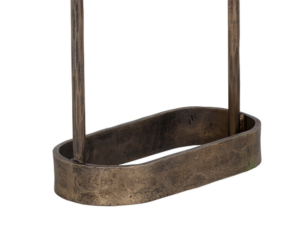 Sunpan Eden End Table - Artisan Crafted White Marble & Hammered Iron Side Table with Antique Brass Base