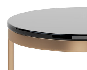 Sunpan Benjamin End Table - Sleek Black Tempered Glass with Stylish Steel Base for Modern Living Spaces Antique Brass