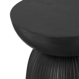 English Elm Boyd Carved Mango Wood Accent Table Matte Black Lacquer Sculptural Side Stand B136P414660