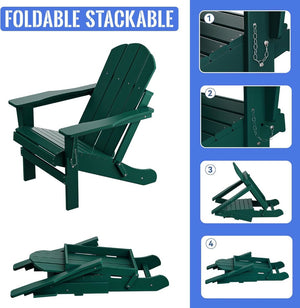 English Elm Folding Hdpe Adirondack Chair Ergonomic Stackable All Weather Outdoor Patio Seat W2103P179347