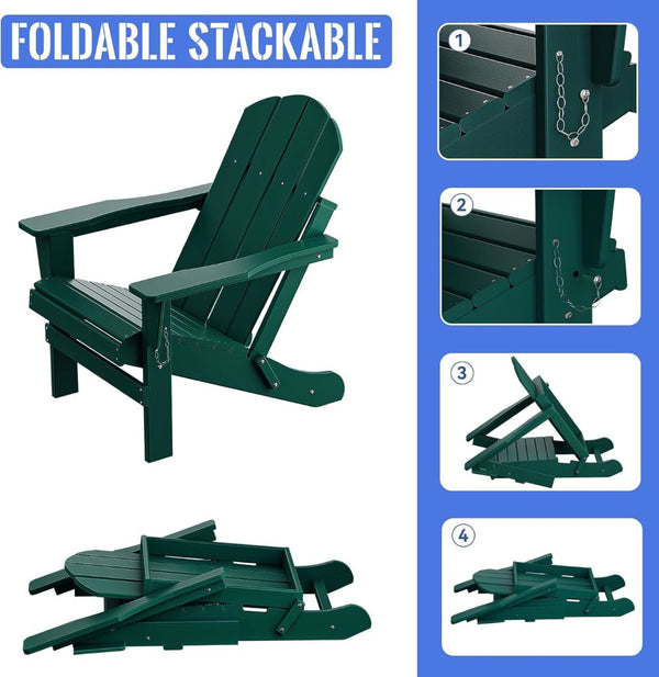 English Elm Folding Hdpe Adirondack Chair Ergonomic Stackable All Weather Outdoor Patio Seat W2103P179347