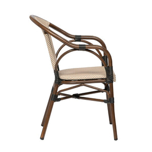 EuroStyle Ivan Outdoor Stackable Mesh Armchair Set Cafe Style Aluminum Frame Patio Seating 90580-BRN
