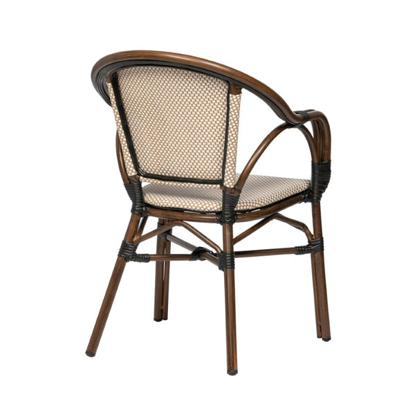 EuroStyle Ivan Outdoor Stackable Mesh Armchair Set Cafe Style Aluminum Frame Patio Seating 90580-BRN