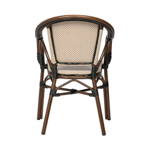 EuroStyle Ivan Outdoor Stackable Mesh Armchair Set Cafe Style Aluminum Frame Patio Seating 90580-BRN