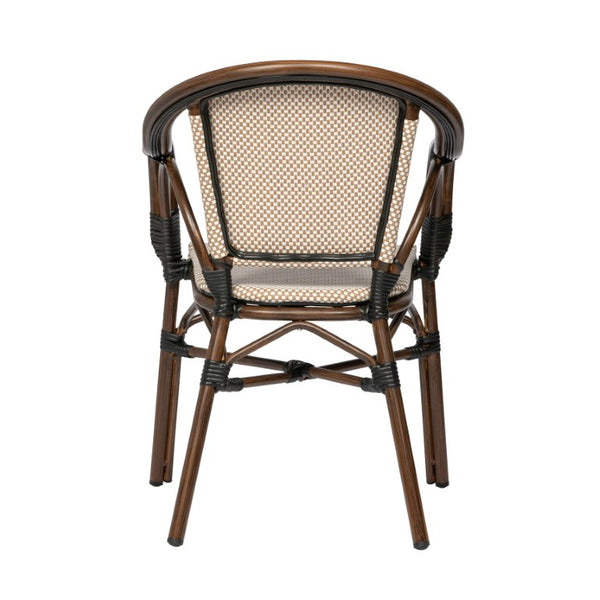 EuroStyle Ivan Outdoor Stackable Mesh Armchair Set Cafe Style Aluminum Frame Patio Seating 90580-BRN