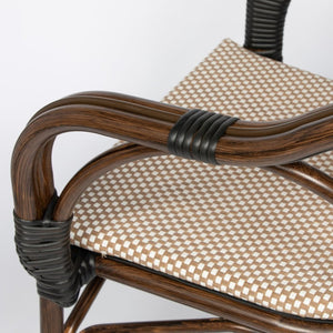EuroStyle Ivan Outdoor Stackable Mesh Armchair Set Cafe Style Aluminum Frame Patio Seating 90580-BRN