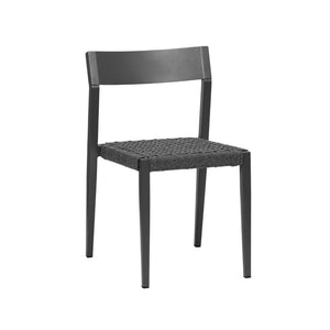 EuroStyle Ronan Outdoor Stackable Side Chairs Woven Rope Seat Aluminum Frame Patio Set of 2 90586-GRY