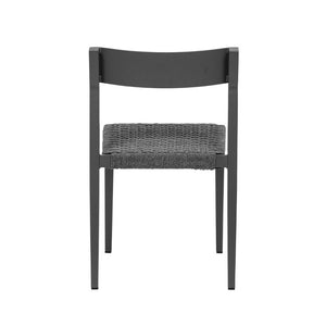EuroStyle Ronan Outdoor Stackable Side Chairs Woven Rope Seat Aluminum Frame Patio Set of 2 90586-GRY