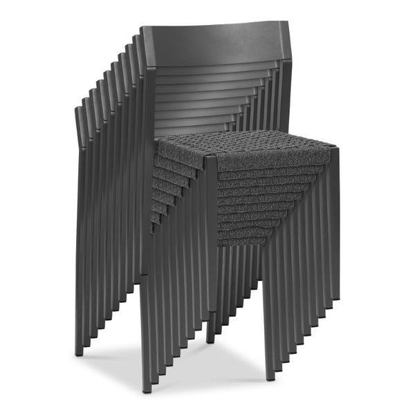 EuroStyle Ronan Outdoor Stackable Side Chairs Woven Rope Seat Aluminum Frame Patio Set of 2 90586-GRY