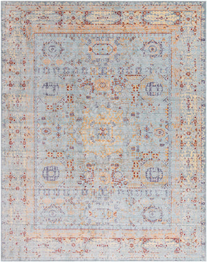 Unique Loom Austin Tremolo Machine Made Border Rug Light Blue, Cream/Gray/Ivory/Light Blue/Peach/Red/Yellow/Gold 10' 0" x 13' 1"