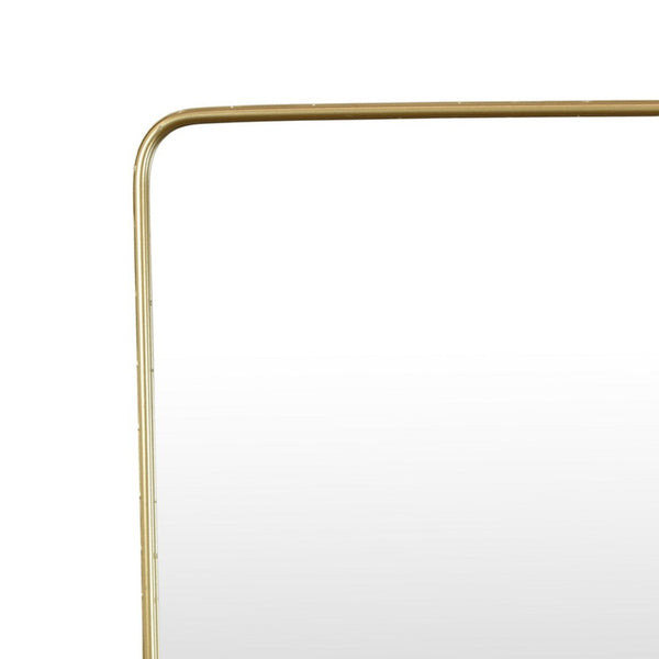 English Elm Rectangular Gold Metal Framed Wall Mirror with Built-in Shelf for Entryway Decor B056P416917