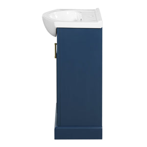 English Elm 20-inch French Style Freestanding Vanity Carved Wood Cabinet Soft Close Ceramic Basin Blue N710P330977C