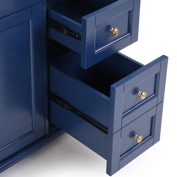 English Elm 36" Modern Grey Bathroom Vanity with Ceramic Sink, Solid Wood Frame, Soft-Close Drawers, Organizer Storage Blue W2896P344087