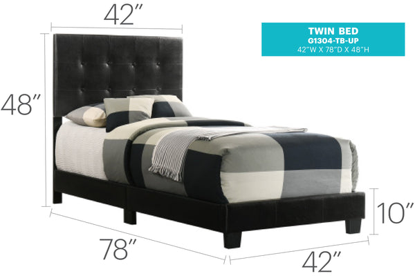 English Elm Stylish Tufted Headboard Queen Bed with Adjustable Height, Sturdy Slats & One-Box Easy Delivery Black 5.5 L x 44 W x 25 H B078112147