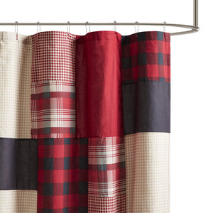 JLA Home Woolrich - 100% Cotton Shower Curtain Woolrich Sunset Collection Plaid & Solid Panels Rustic Lodge Charm, 72x72 WR70-1814