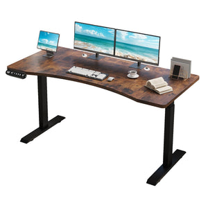 English Elm 63"×30" Dual Motor Electric Standing Desk Rustic Brown Splice Board Home Office W614P431998