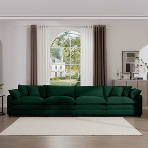 English Elm Corduroy 4-Seater Sofa – Stylish Retro Modern Upholstered Comfort With Pillows For Living Spaces W714S00820