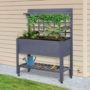 English Elm Outsunny Elevated Wooden Raised Garden Bed with Legs for Vegetables Herbs Flowers, Self-Draining, Ergonomic Height, Easy Assembly Gray W2225P229223