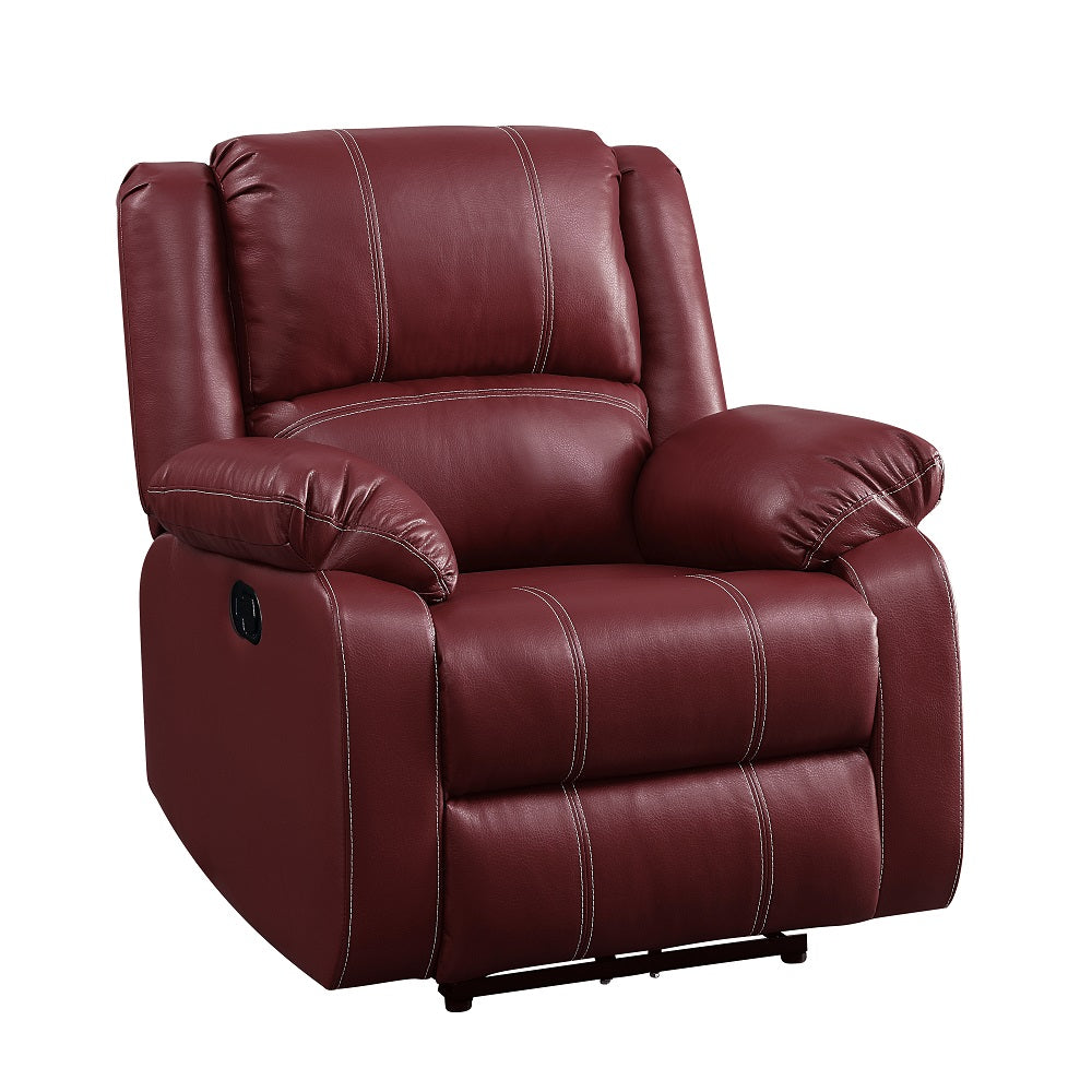 English Elm Zuriel Red PU Leather Motion Rocker Recliner with Pocket Coil Seat, 135° Manual Recline, Ergonomic Comfort B2726P285314