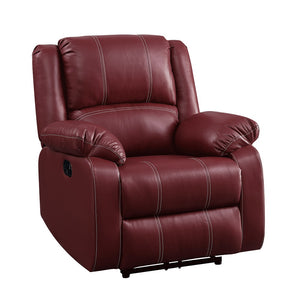 English Elm Zuriel Red PU Leather Motion Rocker Recliner with Pocket Coil Seat, 135° Manual Recline, Ergonomic Comfort B2726P285314