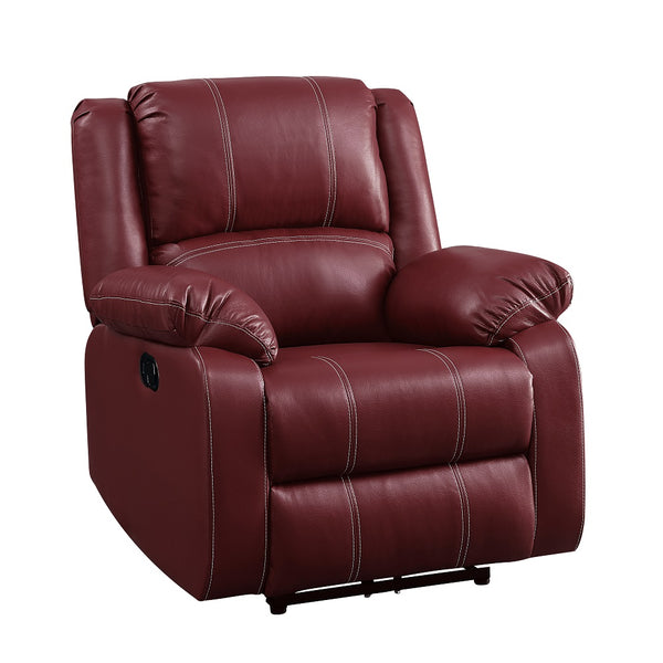 English Elm Zuriel Red PU Leather Motion Rocker Recliner with Pocket Coil Seat, 135° Manual Recline, Ergonomic Comfort B2726P285314