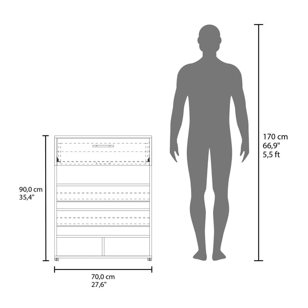 English Elm Alpine 3-Tier Shoe Rack with Drawer and Five Shelves — Compact White MDF Organizer for Entryways B200P335333